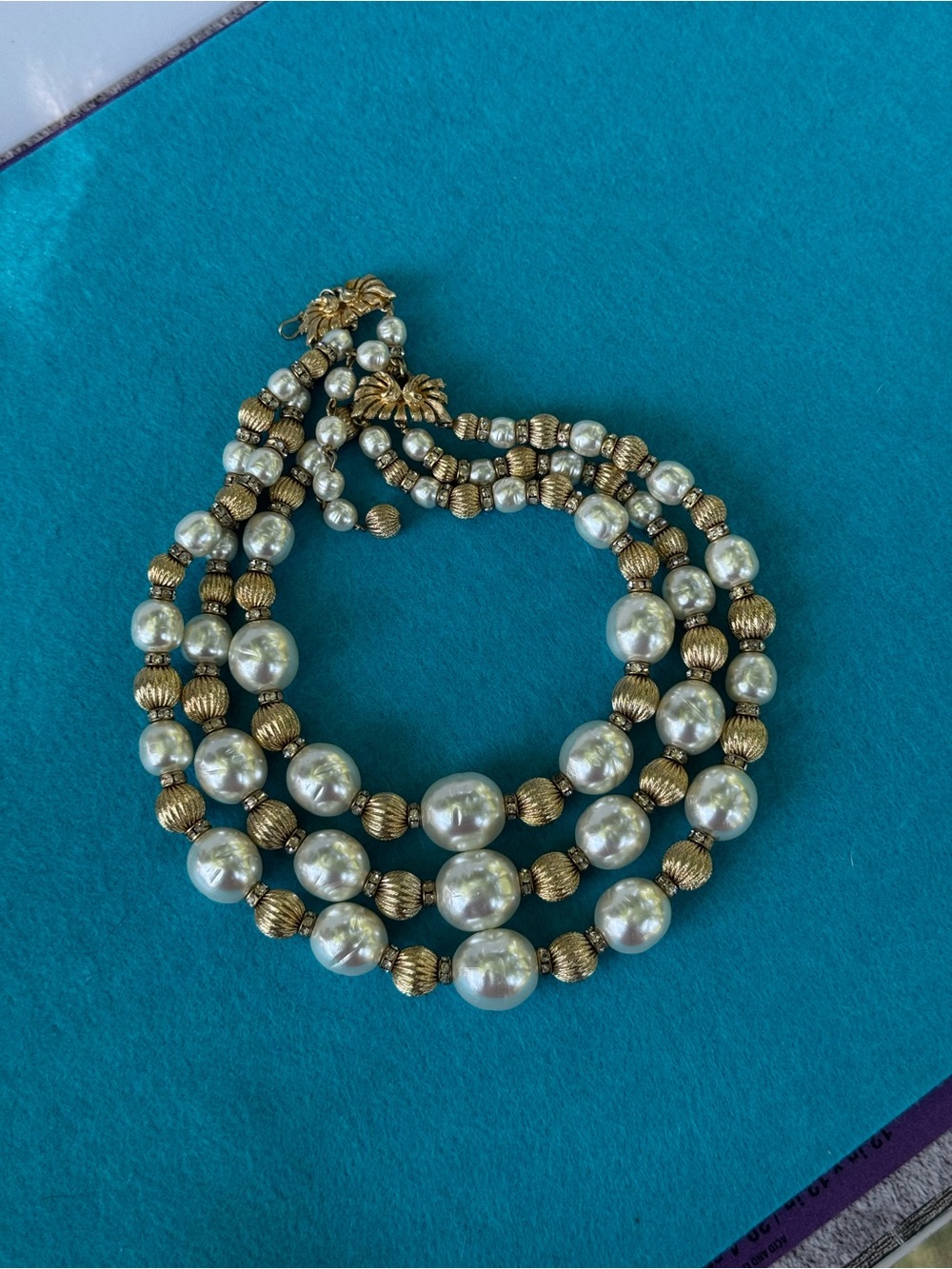 Vintage Vendome Gold and Pearl Multi-Strand Statement Necklace